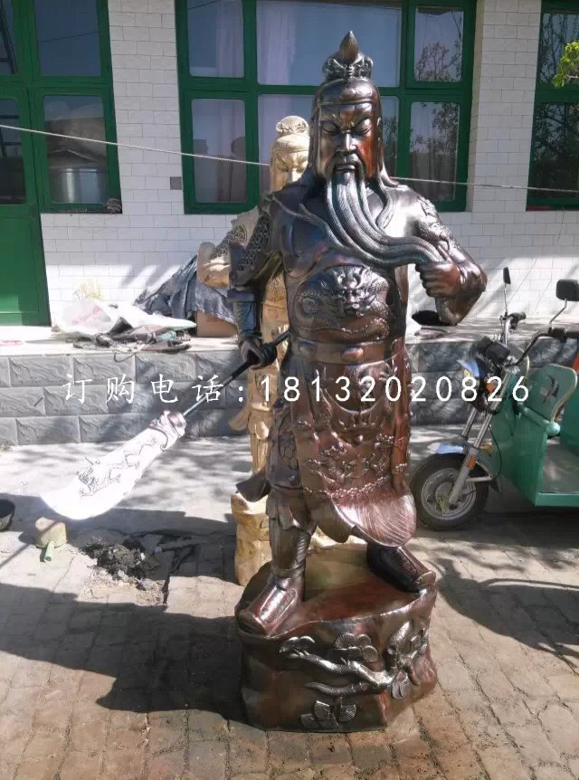 提刀關(guān)公銅雕,立式武財(cái)神