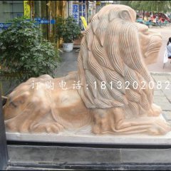 趴著的獅子雕塑，西洋獅石雕