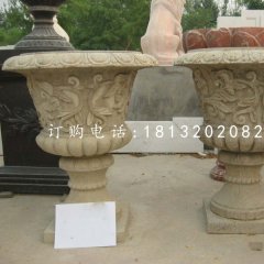 砂巖花盆，歐式花缽雕塑