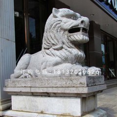 西洋獅石雕，銀行門口石獅子