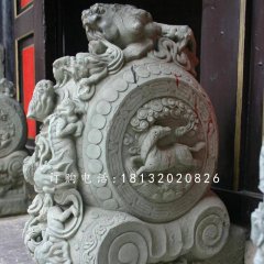 青石抱鼓石雕塑，仿古門墩