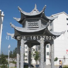 六角涼亭，青石雙層涼亭
