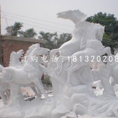 駿馬石雕，漢白玉動物石雕