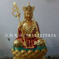坐式地藏王，銅雕彩繪佛像