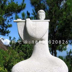 吹笛子雕塑，抽象古代美女石雕