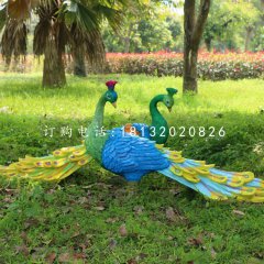 玻璃鋼仿真孔雀，玻璃鋼動(dòng)物雕塑