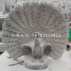 大理石孔雀開屏，動物石雕