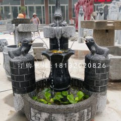 石來遠轉石雕，青石流水擺件