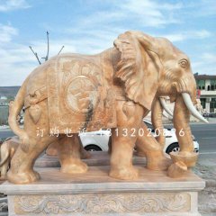 吉祥如意象石雕，晚霞紅動物雕塑