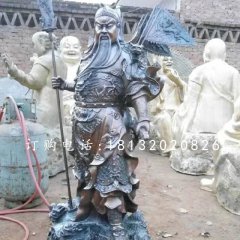 關(guān)公持刀雕塑，武圣人銅雕