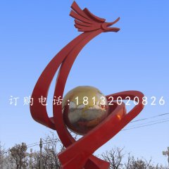 不銹鋼龍騰雕塑，廣場抽象龍雕塑