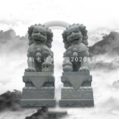 大理石踩球北京獅，看門獅子雕塑