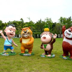 熊熊樂(lè)園雕塑，玻璃鋼卡通動(dòng)物雕塑