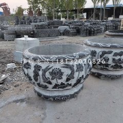 圓形水缸石雕，青石水缸