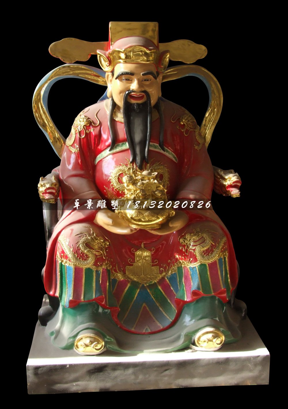 文財神雕塑，玻璃鋼彩繪神仙雕塑.jpg