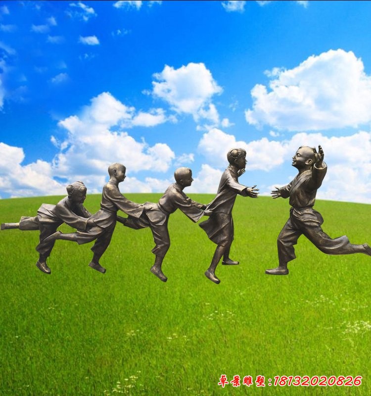 玻璃鋼仿銅人物雕塑，老鷹捉小雞雕塑 (1)[1][1]