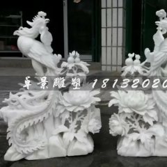 鳳凰石雕，漢白玉鳳凰雕塑