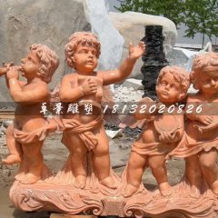 晚霞紅小天使石雕，西方小孩石雕