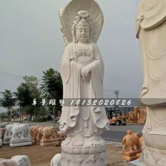 三面觀音石雕，晚霞紅送子觀音雕塑