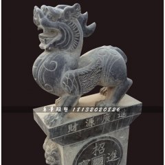 青石招財貔貅，神獸石雕