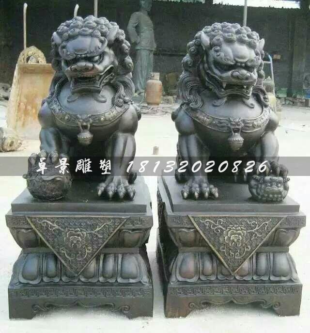 北京獅子雕塑,看門獅銅雕
