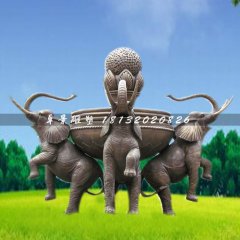 大象噴泉銅雕，公園動(dòng)物噴泉銅雕