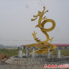 不銹鋼金龍雕塑，不銹鋼神獸雕塑