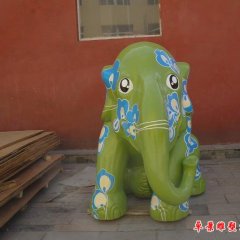 玻璃鋼彩色大象雕塑，公園玻璃鋼大象雕塑