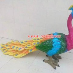 玻璃鋼孔雀雕塑，彩繪孔雀雕塑