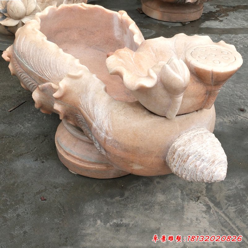 大理石蓮藕水池 石雕別墅景觀(guān)擺件 (2)