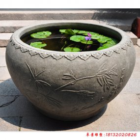 仿古石雕魚(yú)缸雕塑